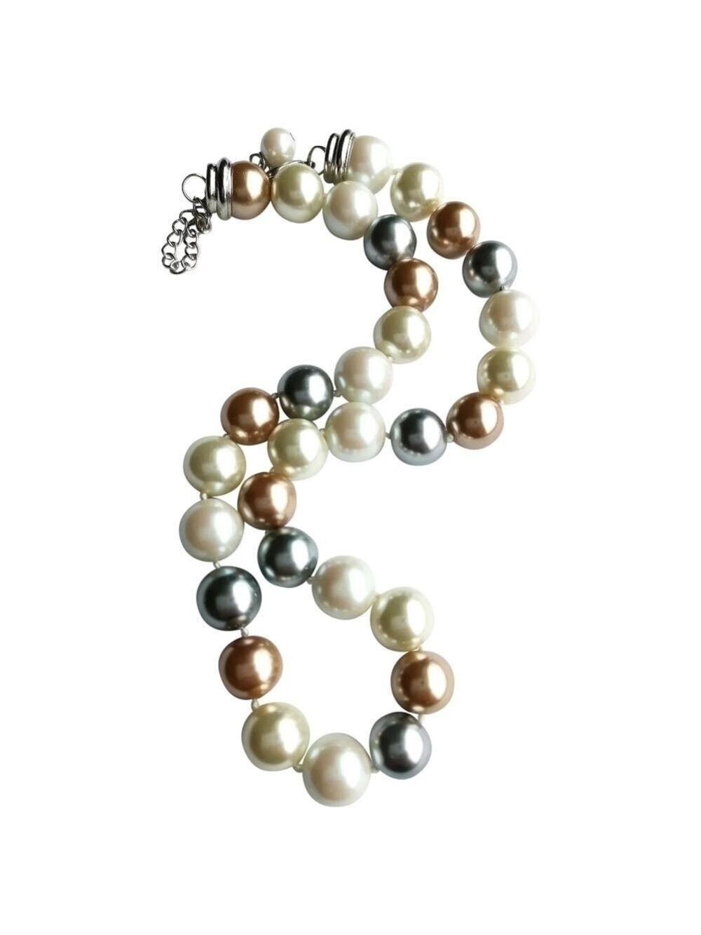 Tri colour white golden gray faux Tahitian Pearl choker necklace 🆕